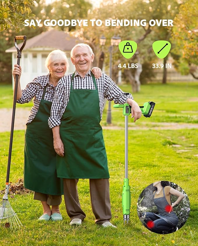 Electric Weed Puller Tool: 21V Battery Powered w/ 2pcs 2000mAh, Heavy Duty 3-Claw Steel Root Weeder Stand-Up Remover Picker Grabber Popper, for Dandelion Lawn Garden Yard EWP001