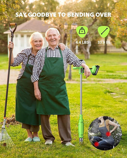 Electric Weed Puller Tool: 21V Battery Powered w/ 2pcs 2000mAh, Heavy Duty 3-Claw Steel Root Weeder Stand-Up Remover Picker Grabber Popper, for Dandelion Lawn Garden Yard EWP001