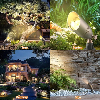 ZONEGRACE 12V Low Voltage Brass Landscape Spot Lights, Waterproof LED Uplights & Accent Lighting with Connectors, Heavy Duty Outdoor Garden Path Lights Fixtures with Bulb, Bronze (1 Pack)