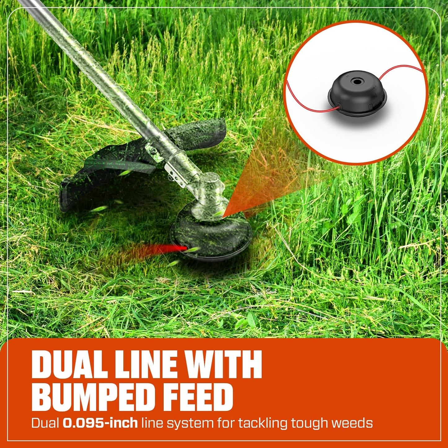 SENIX 17-inch 26.5 cc Gas Weed Wacker, Bump Feed, Straight Shaft, with Shoulder Strap, 4-Cycle Grass String Trimmer