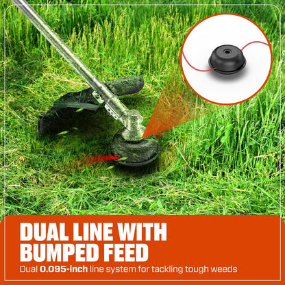 SENIX 17-inch 26.5 cc Gas Weed Wacker, Bump Feed, Straight Shaft, with Shoulder Strap, 4-Cycle Grass String Trimmer