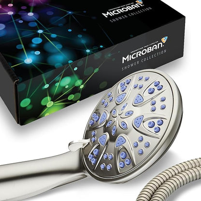 AquaDance Antimicrobial/Anti-Clog High-Pressure 6-setting Hand Shower with Nozzle Protection from Growth of Mold, Mildew & Bacteria for Stronger Shower! - Sunset Blue