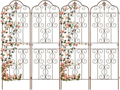 hogardeck 4 Packs 60 * 18 inch Metal Garden Trellis for Climbing Plants Outdoor,Heavy Duty,Gold Coating Rustproof Trellis for Rose, Vegetable, Flowers, Expandable,Perfect for Training Climbing Plants