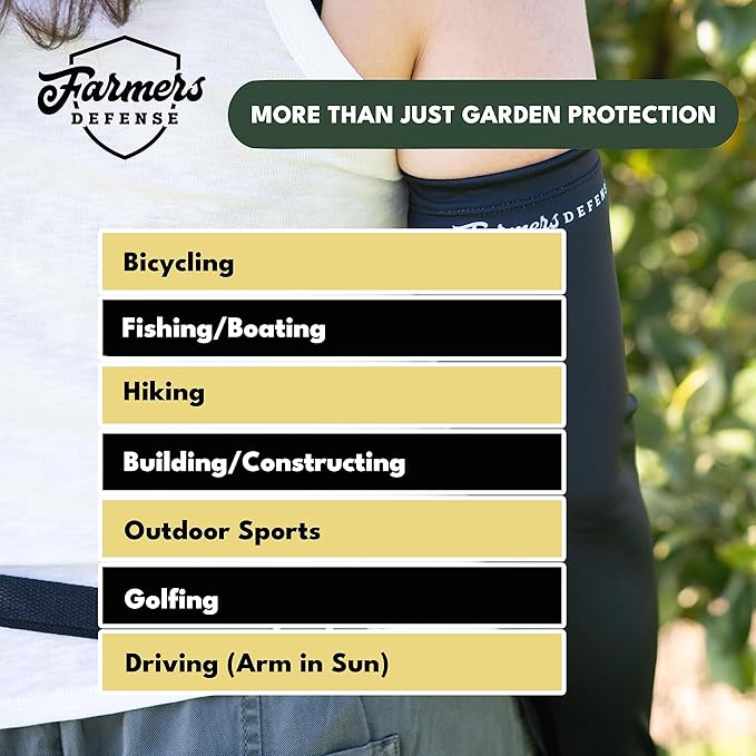 FARMER'S DEFENSE Sleeves | UV Cooling Sleeves | Anti-Scratch Sun Protection Arm Sleeves for Gardening Harvesting Outdoors