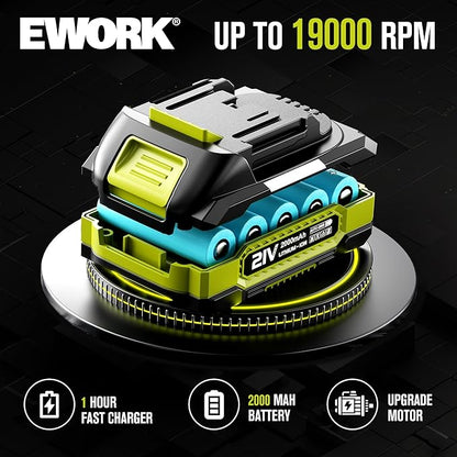 EWORK Hedge Trimmer Cordless 21V Electric Hedge Trimmers Cordless with Battery and Charger, Handheld Power Bush/Shrub Trimmer, Lightweight Battery Powered Hedge Cutter, Grass Shears,Hedge Clippers