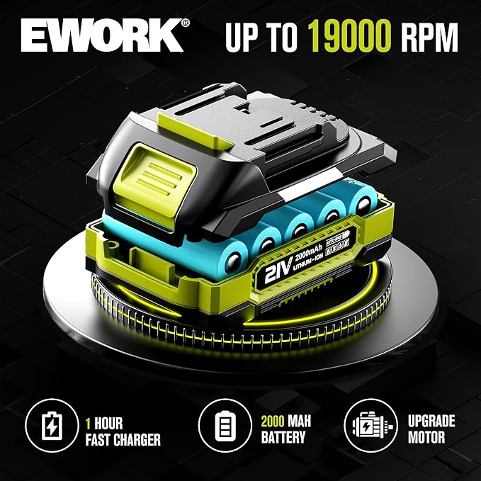 EWORK 21V Cordless Hedge Trimmer & Grass Shears 2-in-1 Handheld Small Electric Bush Trimmer with 2x2.0Ah Battery and Charger, Battery Powered Shrub Trimmer for Garden, Yard, Lawn Maintenance