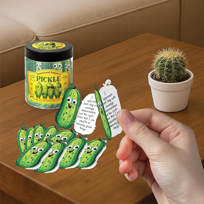 Positive Pickle Cards - Crochet Jar, Affirmation Cards For Women - Teens, Pickle Gifts, Emotional Support Crochet, Gifts For Women, Teens, Friends