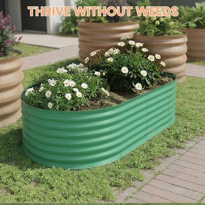 4x2x2 ft Galvanized Raised Garden Bed Outdoor, 24 in Tall Metal Planter Box for Flowers Herbs Vegetables, Rust-Resistant Raised Garden Beds for Gardening, Easy Assembly Outdoor Garden Box & Planters