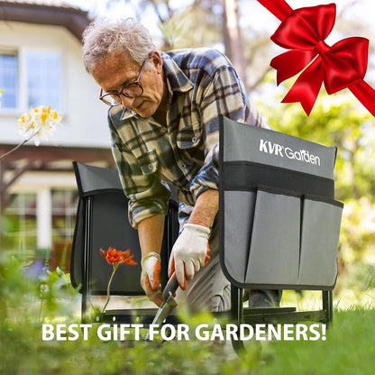 KVR Garden Kneeler Seat Heavy Duty, Upgraded Garden Bench Widened 10.2", Anti-Rust & Anti-Wear, Foldable Gardening Stool Prevents Back Pain Knees, Gift for Women Men, Seniors, Mom, Dad