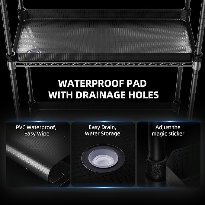 Spider Farmer 2025 4-Tier Plant Stand with 6Pcs 12" Full Spectrum 5000K LED Grow Lights and Tent Cover Mini Greenhouse Height Adjustable for Seed Starting Indoor Plants Growth 16Lx12Dx47H