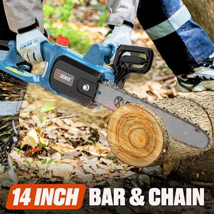 SENIX Electric Chainsaw, 14" Corded Chainsaw,10 Amp Chain Saw for Wood Cutting, Tree Trimming, Garden Tool for Pruning, Branch Cutting, Yard, Fathers Day Gift for Men,Gardener, CSE10-L