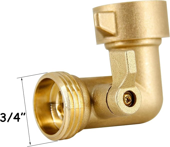 Twinkle Star 90 Degree Garden Hose Elbow with Shut Off Valve 2 Pack, 3/4" Heavy Duty Hose Adapter with 2 O-rings, Solid Brass Gooseneck Garden Hose Connector