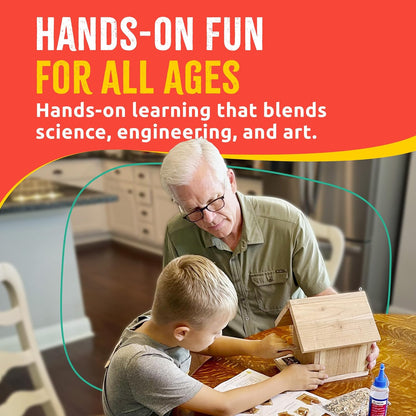 SparkJump Jr Bird House Kit, DIY Cedar Wood Birdhouse for Outdoors with Paint, Fun for Kids & Adults, Bird House Making Kit for All Ages (1-Pack)