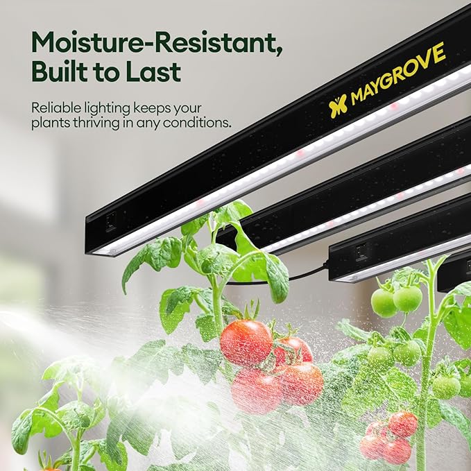 Plant Grow Lights 1FT, Red-Enhanced Full Spectrum 5000K, 28W(4 x 7W), T5 LED Grow Light Strips for Leafy Greens and Vegetables, High PPFD, Linkable, Black, 4-Pack