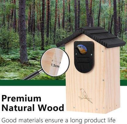 MIXXIDEA 12.7" Large Bird House for Outside, Cedar Bluebird Houses, No Assembly Required, Sturdy Nesting Bird Box for Bluebird Chickadee Wren Swallow Finch (Pack of 1)