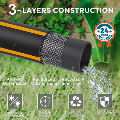 Giraffe Tools Hybrid Garden Hose 5/8 in. x 50 ft. Heavy Duty, Lightweight, Flexible, Durable Water Hose with Sleeves, No-kink, Leak-proof Gardening Hose with Male to Female Fittings