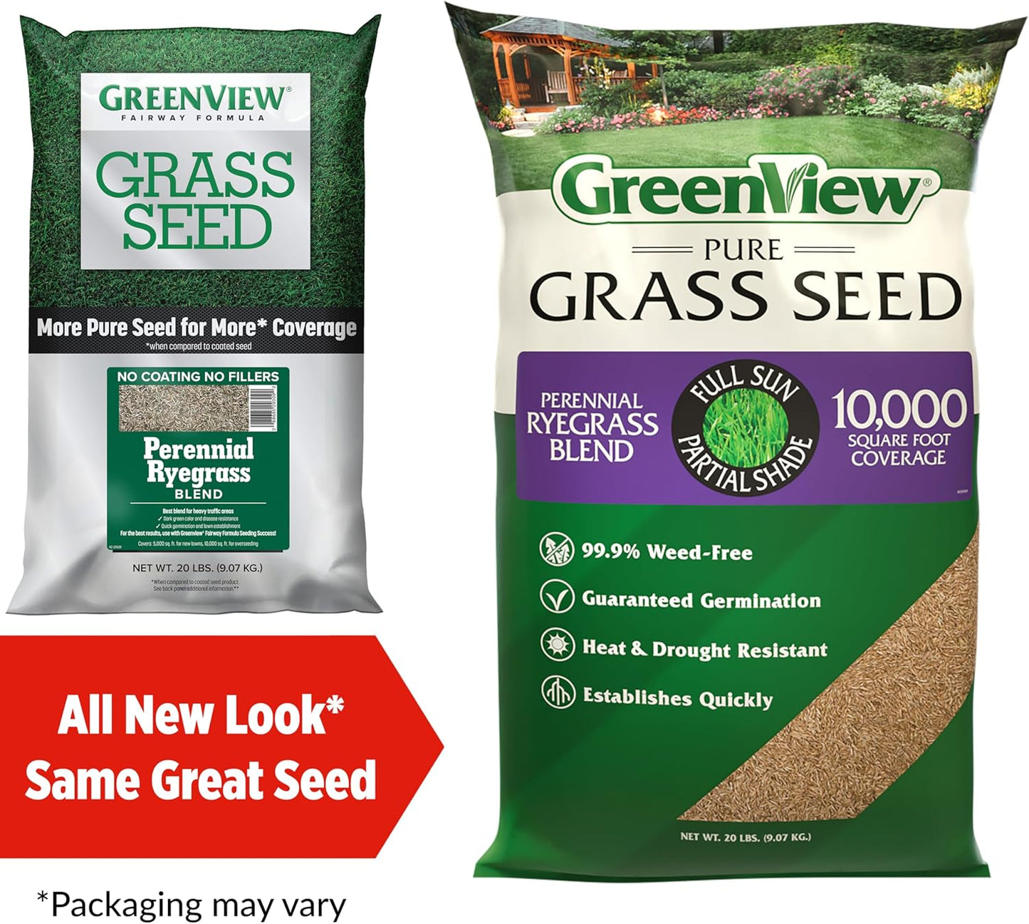 GreenView Pure Grass Seed Perennial Ryegrass Blend, 20 lb. Bag – Covers up to 10,000 sq. ft.