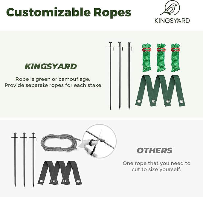 Kingsyard Tree Stakes and Supports, 16 Inch 3 Pcs Steel Heavy Duty Tree Stake Kit for Leaning Young Trees Straightening Kit Against Bad Weather, with 6Pcs Straps & 6Pcs 13ft Anchor Ropes