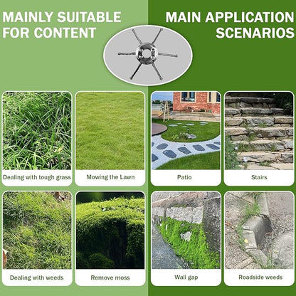 Steel Wire Grass Trimmer Head, Upgrade Bold 2.3 Times Steel Wire Weed Eater Head, for High-Power Lithium-Ion and Gasoline Weed Cutters, with Adapter, Wire Weed Trimmer Head（High Power 8In 6 Blade）