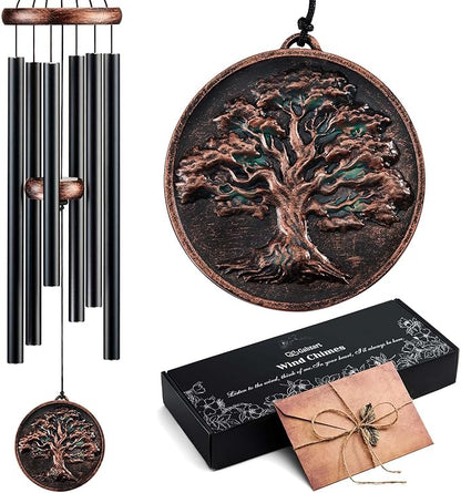 Wind Chimes for Outside, Vintage Tree of Life Deep Tone Wind Chime Outdoor Clearance, Memorial/Festivals/Birthday Gift for Mom Dad Women Grandma, Garden Porch Patio Decor (34" Tree of Life)