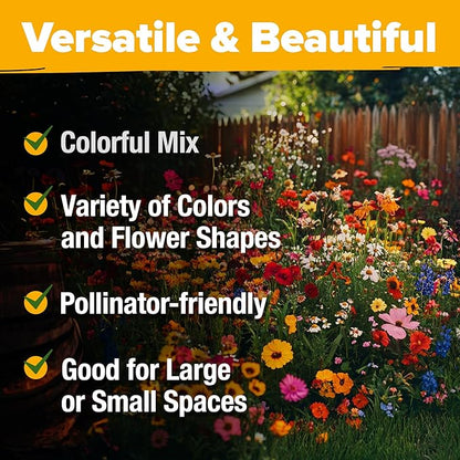 HOME GROWN Premium Wildflower Seeds Bulk Mix (2oz) - 59,300+ Seeds with 19 Varieties for Pollinators - Wild Flower Seed for Bees, Butterflies - Perennial & Annual Throw and Grow Seed Mix
