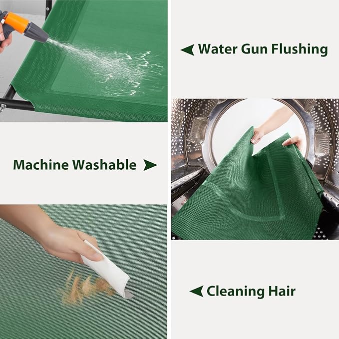 RRPETHOME Elevated Cooling Dog Bed,Raised Dog Cots Beds for Large Dogs,Outdoor Pet Bed for Large Dogs,Chew Proof Portable Cooling Pet Cot Skid-Resistant Feet,Frame with Breathable Mesh