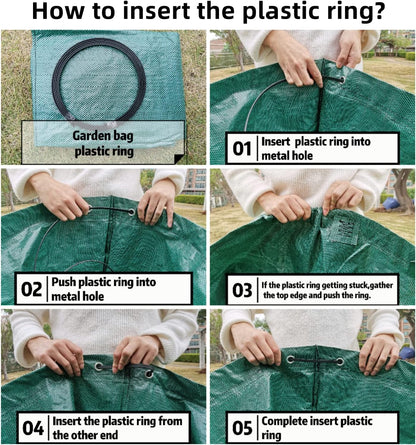 2 Pack 137 Gallons Reusable Yard Waste Bags with Double Bottom Extra Large Lawn Leaf Bags Heavy Duty With 4 Reinforced Handles Garden waste Bags Containers for Debris Grass Clipping