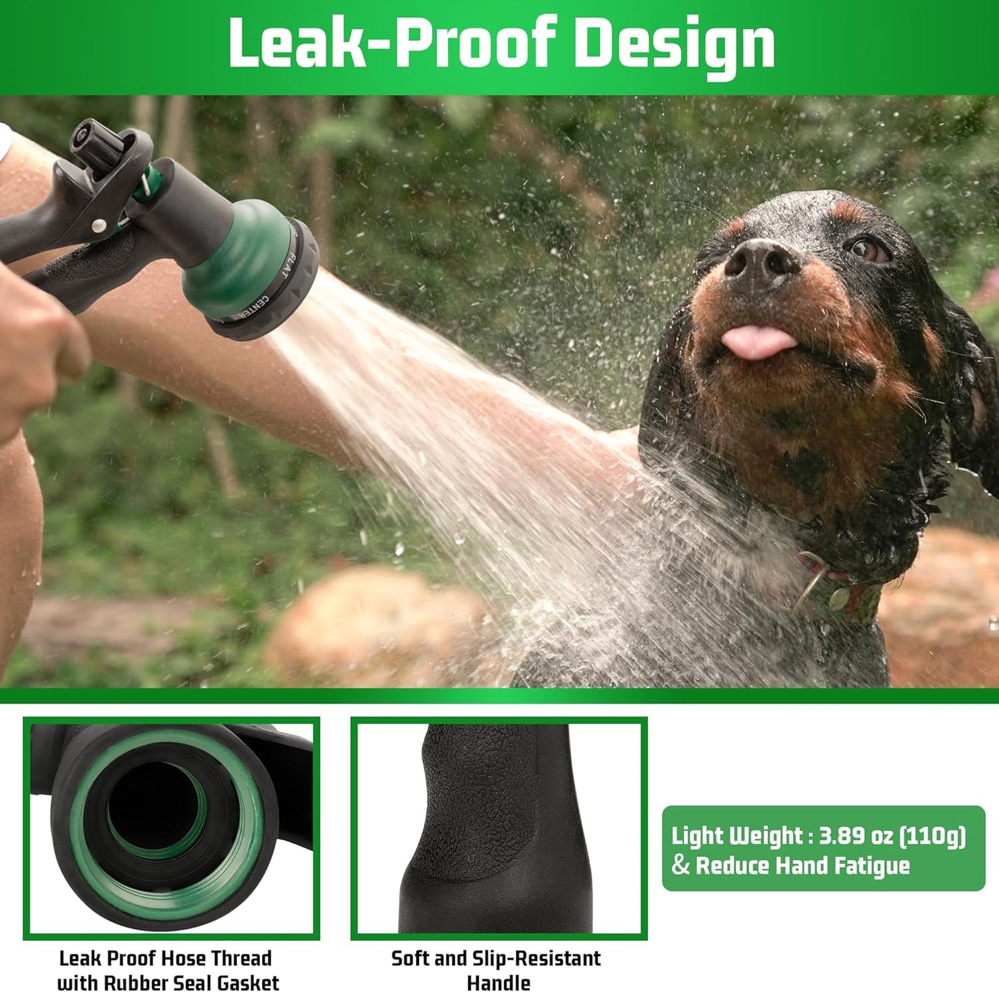 NEXCOVER Hose Nozzle 4PK, Garden Hose Nozzle with 7 Adjustable Watering Patterns, ABS Hose Nozzle Sprayer, Non-Slip Water Spray Nozzle for Watering Plants & Lawns, Cleaning, Washing Pets & Cars