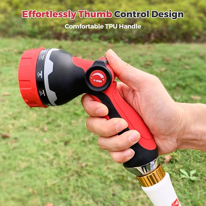 YASQA Garden Hose Nozzle,10 Spray Patterns | Standard 3/4”Diameter Garden Hose Thread Sprayer Durable Water Hose Nozzles No Leaking For Lawn & Garden, Watering Plant,Washing Car,Cleaning,Showering Pet