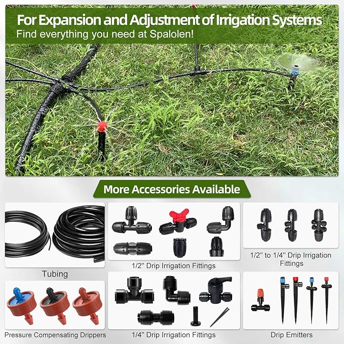 40PCS Push-to-Connect Drip Irrigation Emitters for 1/4 inch Irrigation Tubing, Two-Way Connection Adjustable Vortex Drip Emitters with Stake, Irrigation Dripper Sprinklers for Drip Irrigation System