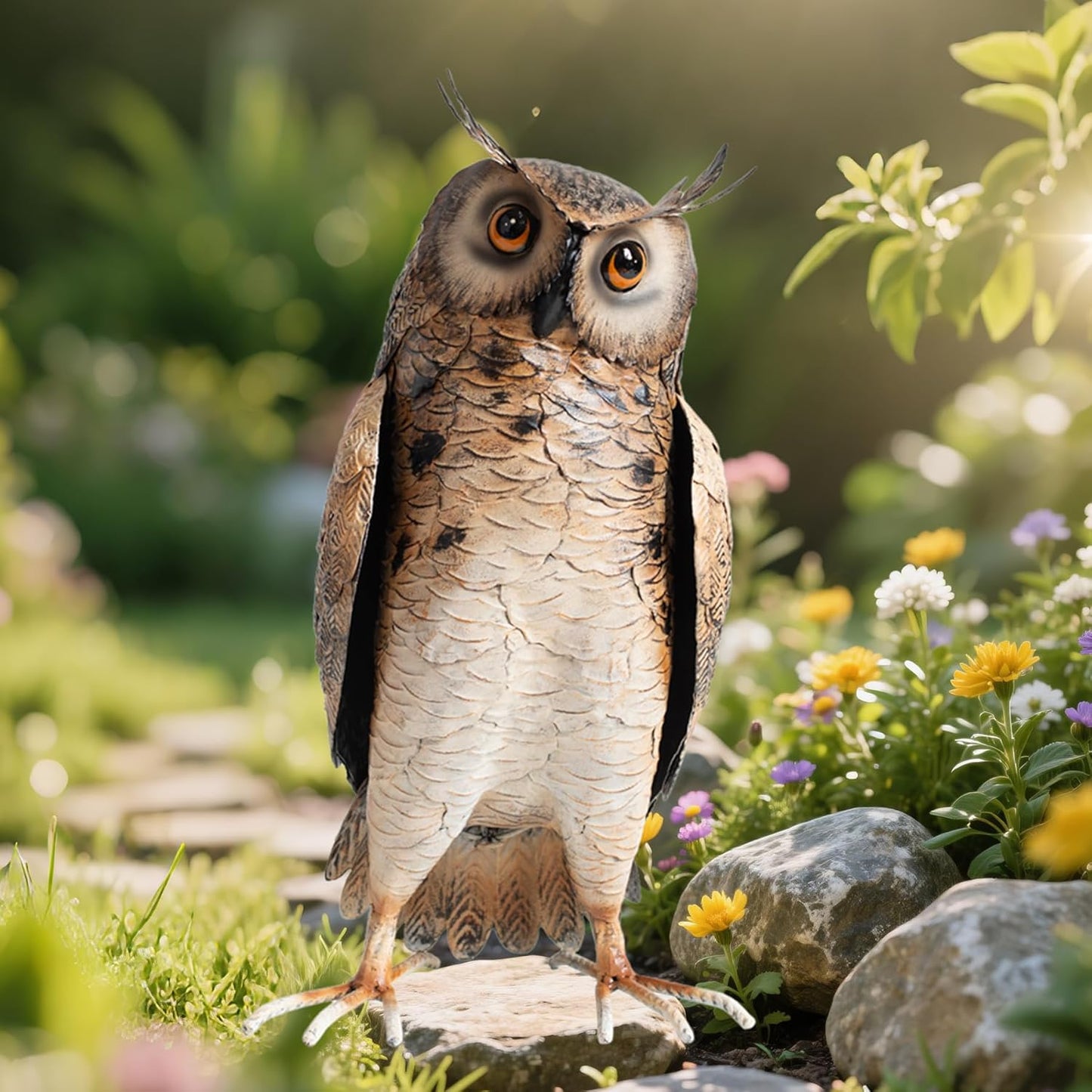 Shorayn Metal Owl Decor Garden Statue Outdoor Bird Yard Art Sculpture for Home Porch Patio Lawn Yard Decoration,Housewarming Birthday Gifts for Women