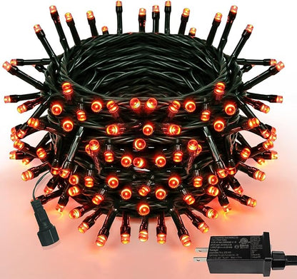 YIQU Orange 82FT 200 LED Extendable Halloween Lights for Outdoor/Indoor, 8 Lighting Modes Plug in String Lights for Halloween Decorations Bedroom Party Decor Room Garden Patio Tree (Orange)