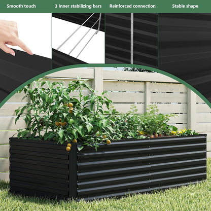 FOOWIN 2pcs 8x4x3ft Galvanized Raised Garden Bed, Planter Raised Garden Boxes Outdoor, Large Metal Raised Beds for Gardening, Garden Bed for Vegetables, Flowers, Herb, Black