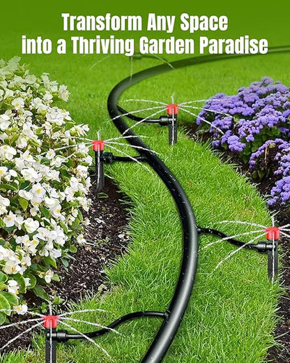 Pawfly 30 Pcs Push-to-Fit Drip Irrigation Emitters with Adjustable Water Flow Irrigation Drippers Drip Emitters Sprinklers with Stake & 8 Holes Drip Irrigation System Parts for 1/4 Inch Tubing