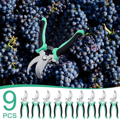 Lothee 9 Pcs Garden Shears Pruning Garden Clippers Bulk Bypass Pruner Heavy Duty for Gardening Hedge Plant Cutting Flower Scissors for Tree Trimming Bonsai Cutting Fruits Picking