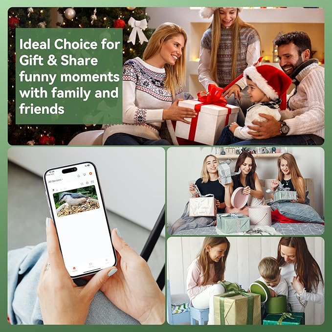 Smart Bird Feeder with Camera, Solar Bird Feeder - 2K HD Live Video Camera AI Identify Birds, Visible Window Auto Capture -Instant Arrival Alerts, Birds Lover Gifts