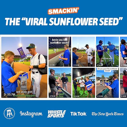 SMACKIN' Sunflower Seeds, Roasted Jumbo Small-Batch, American Made - Original. 1.5oz bags (6 Pack)