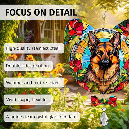 German Shepherd Dog Ears Wind Spinner, German Shepherd Wind Spinner Hanging for Yard and Garden
