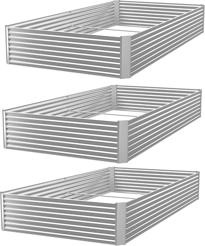 3 Pack Galvanized Raised Garden Bed Outdoor,Metal Garden Bed for Vegetables,Above Ground Garden Box for Flower,Steel Raised Beds for Gardening-36x18 inch