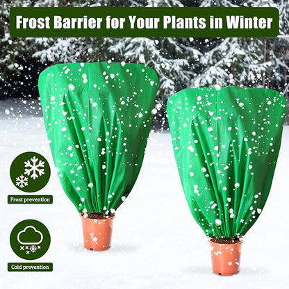 8 Pcs Plant Covers Frost Protection Bag 47" x 31.5" Winter Reusable Plants Jacket with Drawstring Shrub Protection Wraps Bags Frost Blanket for Winter Outdoor Garden Plants