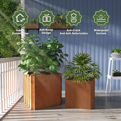 Corten Steel Planter Box-24"x24"x24"-Large Square Planter Matel -Outdoor Indoor- Heavy Duty Rustic Tall Planter Flower Pot Commercial Residential for Patio Porch Deck Home Backyard
