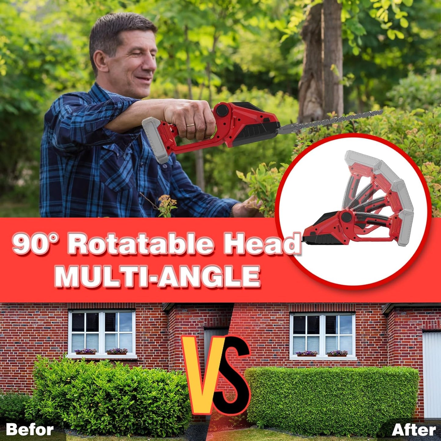 Cordless Hedge Trimmer for Milwaukee M18 Battery(No Battery),2200RPM Cordless Mini Grass Shears,2 in 1 Handheld Electric Hedge Trimmer/Grass Cutter,Shrub Trimmer Bush Trimmer for Gardening,Lawn,Yard