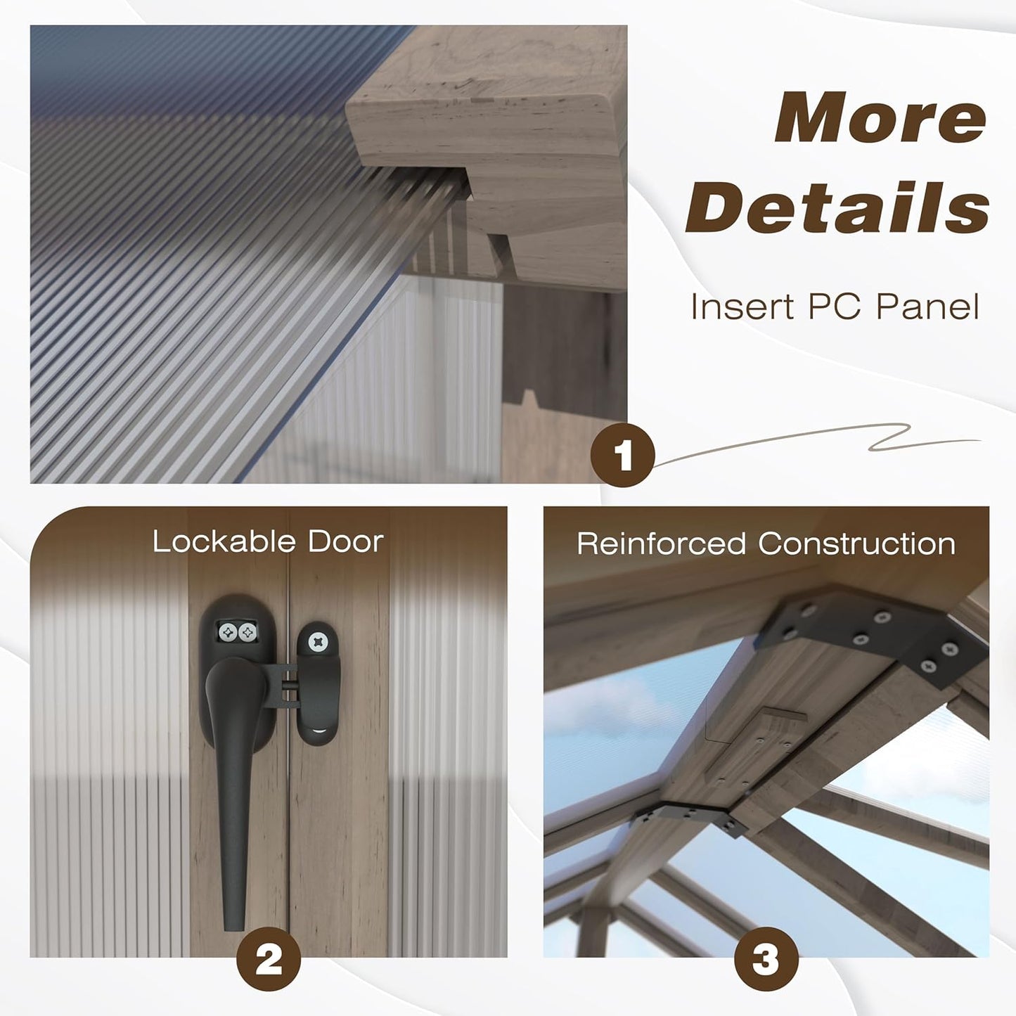 BlueWish 8x12 FT Greenhouse for Outdoors, Wood Green House with Cedar Frame & 6MM Thick Polycarbonate Panel, Walk in Greenhouse with Adjustable Vents for Outdoor, Patio, Garden, Backyard