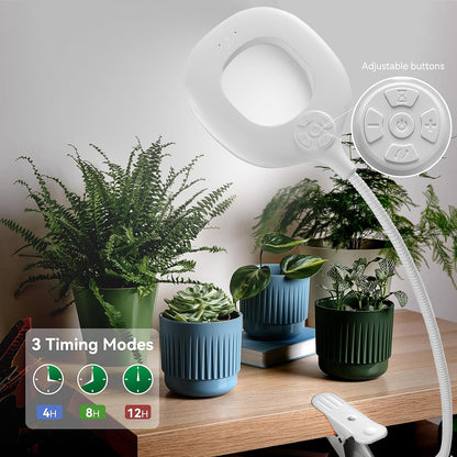 Grow Lights for Indoor Plants, Clip-on Grow Lights for Small Plant, Red Blue White Full Spectrum Grow Lamp with Adjustable Gooseneck, 4/8/12H Timer & 10 Level Dimmable Brightness, 2 Packs