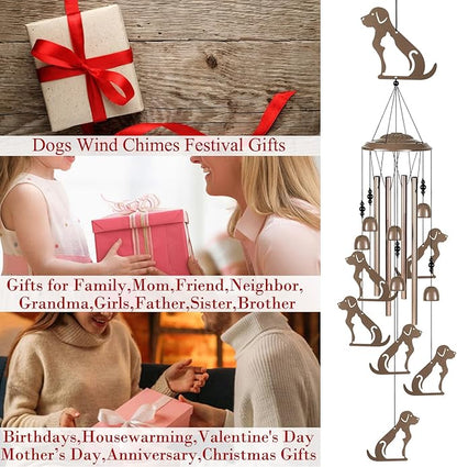 Outdoor Dogs Wind Chimes Decor, Portable Mobile Wind Catcher, Sympathy Wind Bells, Memorial Gifts for Mom, Housewarming, Blessing WindChimes(Outside/Indoor/Home/Room/Porch/Yard/Garden Decorate)