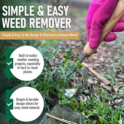 Grampa's Hand Weeder Tool - The Perfect Lightweight Easy to Use Weed Puller Tool for Garden - Durable Unique Lever Design with V-Shaped Forks Allows for Easy Removal of Weeds & Their Roots.