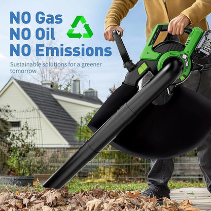 Leaf Blower, 20V Cordless Electric Blower, Leaf Vacuum and Mulcher, with 2 * 4.0Ah Batteries and 1 Fast Charger, Lightweight Leaf Blower for Patio Cleaning, Lawn Care, Blowing Fallen Leaves