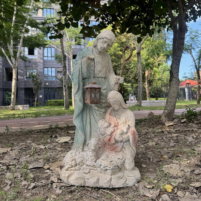 Holy Family Garden Statue Outdoor Sculpture H29inch Patio Yard Decorative Figurine Indoor Entryway Hallway Decoration