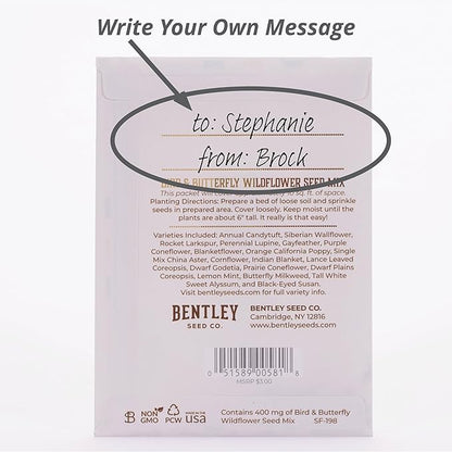 Bentley Seeds Co. Merry Christmas Wreath of Birds Holiday/Christmas Gift Tags | Non-GMO, Non Coated Bird & Butterfly Pollinator Wildflower Seed Mix | 25 Seed Packets