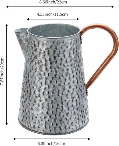 Metal Galvanized Decorative Watering Can Metal Flower Milk Jug Vase Pitcher Holder for Indoor Outdoor Plants